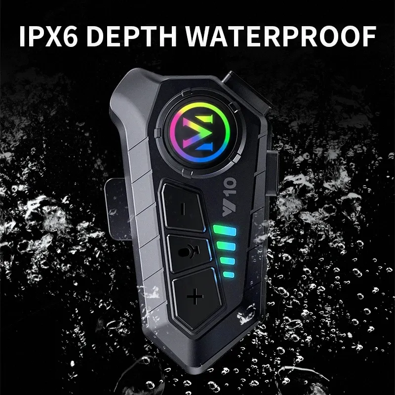 Y10 Motorcycle Helmet Bluetooth Headset with Ambient Light - Stereo Sound, Voice Control, Hands-Free Calls, 1000mAh Battery, V5.3, Waterproof & Noise Reduction for Riders thumbnail 3
