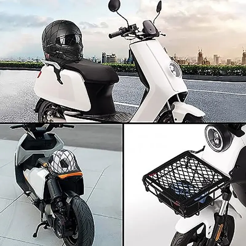 Motorcycle Cargo Net with Hooks - High Elastic Double Layer Bungee Net for Helmet & Luggage Storage, Stretches to 19.5"x19.5", Durable Latex Thread, Universal Fit for Bikes, ATVs thumbnail 3