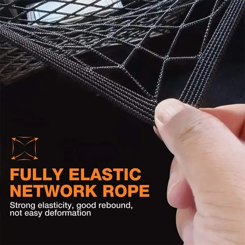 Motorcycle Cargo Net with Hooks - High Elastic Double Layer Bungee Net for Helmet & Luggage Storage, Stretches to 19.5"x19.5", Durable Latex Thread, Universal Fit for Bikes, ATVs thumbnail 4