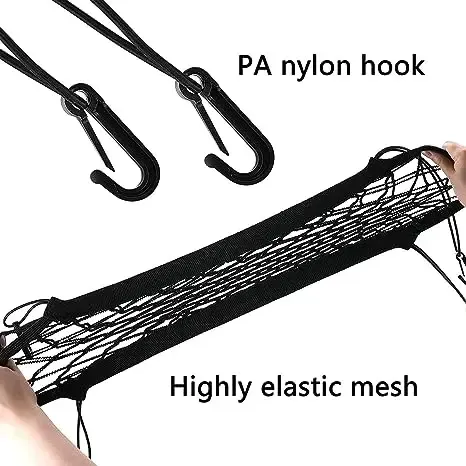Motorcycle Cargo Net with Hooks - High Elastic Double Layer Bungee Net for Helmet & Luggage Storage, Stretches to 19.5"x19.5", Durable Latex Thread, Universal Fit for Bikes, ATVs showcase 9