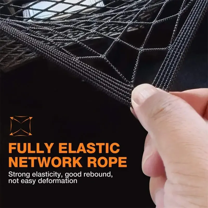 Motorcycle Cargo Net with Hooks - High Elastic Double Layer Bungee Net for Helmet & Luggage Storage, Stretches to 19.5"x19.5", Durable Latex Thread, Universal Fit for Bikes, ATVs showcase 4