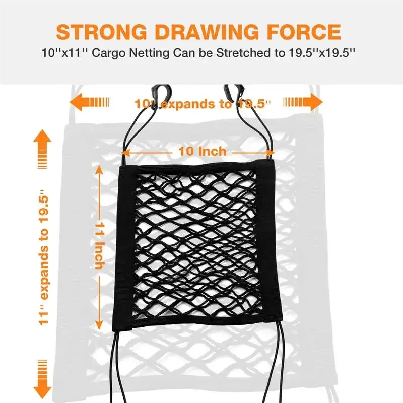 Motorcycle Cargo Net with Hooks - High Elastic Double Layer Bungee Net for Helmet & Luggage Storage, Stretches to 19.5"x19.5", Durable Latex Thread, Universal Fit for Bikes, ATVs showcase 6