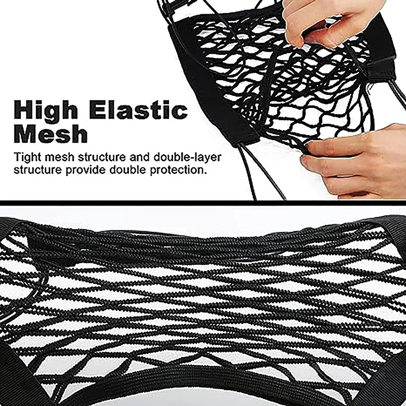 Motorcycle Cargo Net with Hooks - High Elastic Double Layer Bungee Net for Helmet & Luggage Storage, Stretches to 19.5"x19.5", Durable Latex Thread, Universal Fit for Bikes, ATVs showcase 8