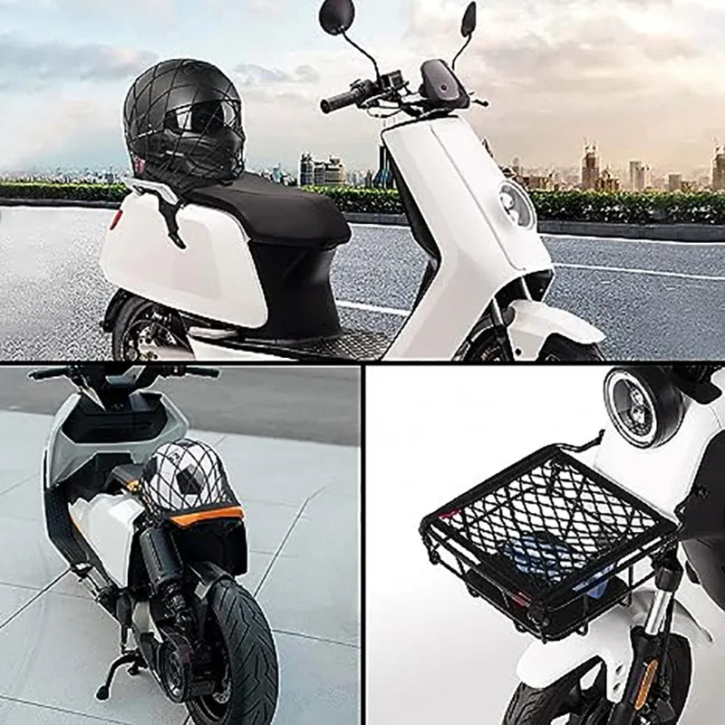 Motorcycle Cargo Net with Hooks - High Elastic Double Layer Bungee Net for Helmet & Luggage Storage, Stretches to 19.5"x19.5", Durable Latex Thread, Universal Fit for Bikes, ATVs showcase 3