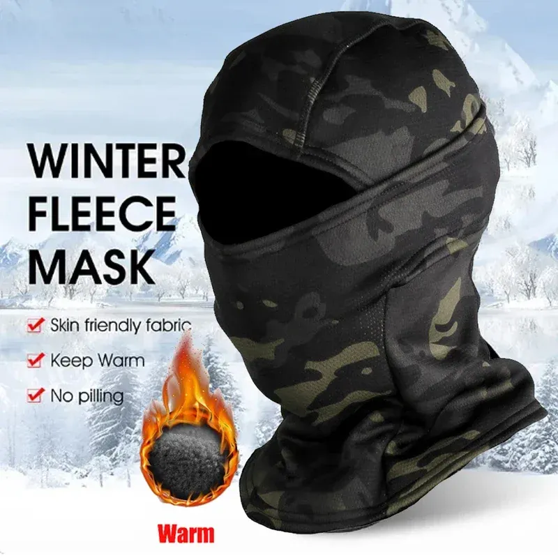 Winter Camouflage Fleece Balaclava Full Face Mask - Cold Proof Ski, Cycling, Motorcycle Helmet Liner for Outdoor Activities thumbnail 1