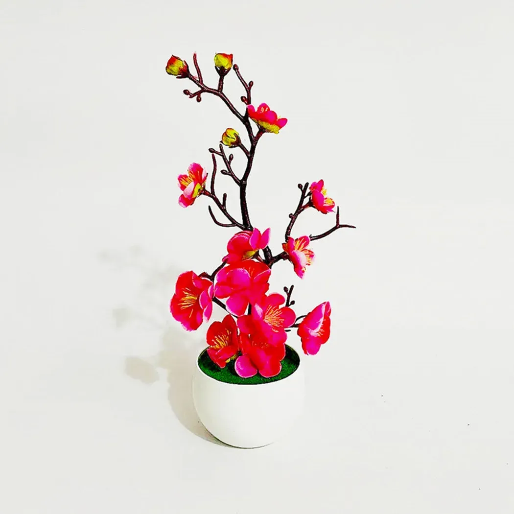 Artificial Plum Blossom Bonsai Tree - Lifelike Silk Flowers in Pot for Home, Office, and Event Decor - Realistic Fake Plant for Year-Round Beauty thumbnail 3