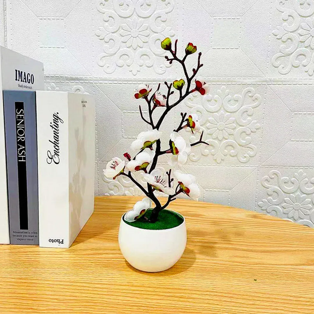 Artificial Plum Blossom Bonsai Tree - Lifelike Silk Flowers in Pot for Home, Office, and Event Decor - Realistic Fake Plant for Year-Round Beauty showcase 5