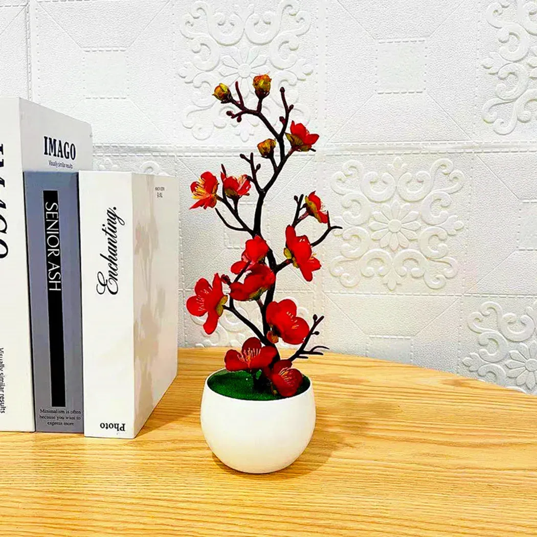 Artificial Plum Blossom Bonsai Tree - Lifelike Silk Flowers in Pot for Home, Office, and Event Decor - Realistic Fake Plant for Year-Round Beauty showcase 6
