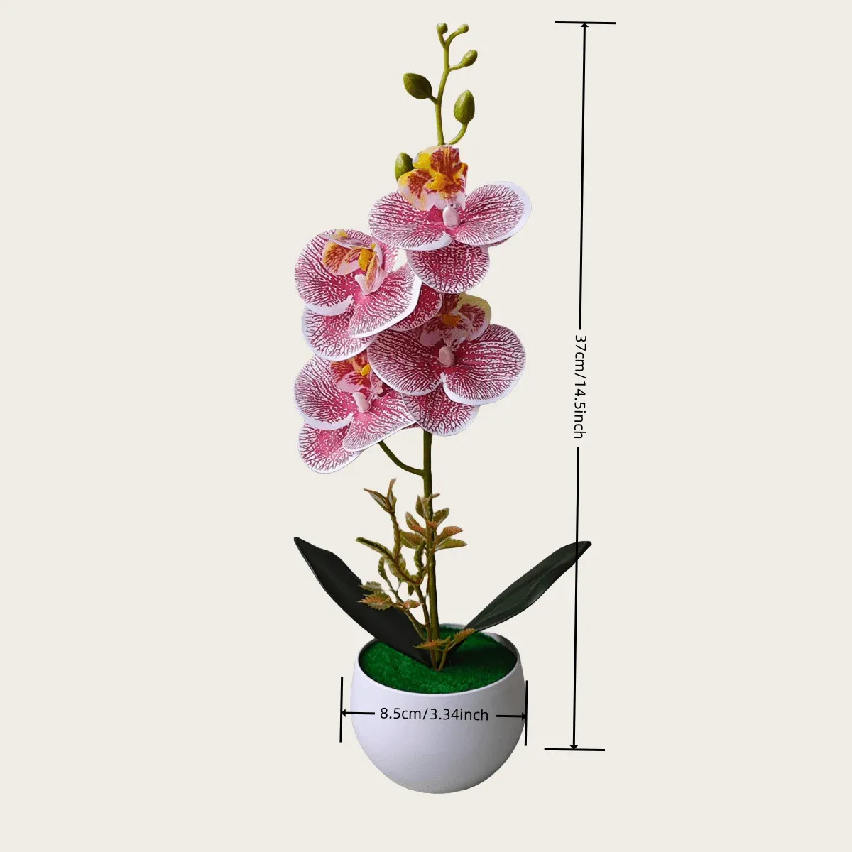 Realistic Artificial Orchid Potted Plant with Pot - Lifelike Fake Flower Decor for Home, Office, Hotel Tabletop Centerpiece showcase 3