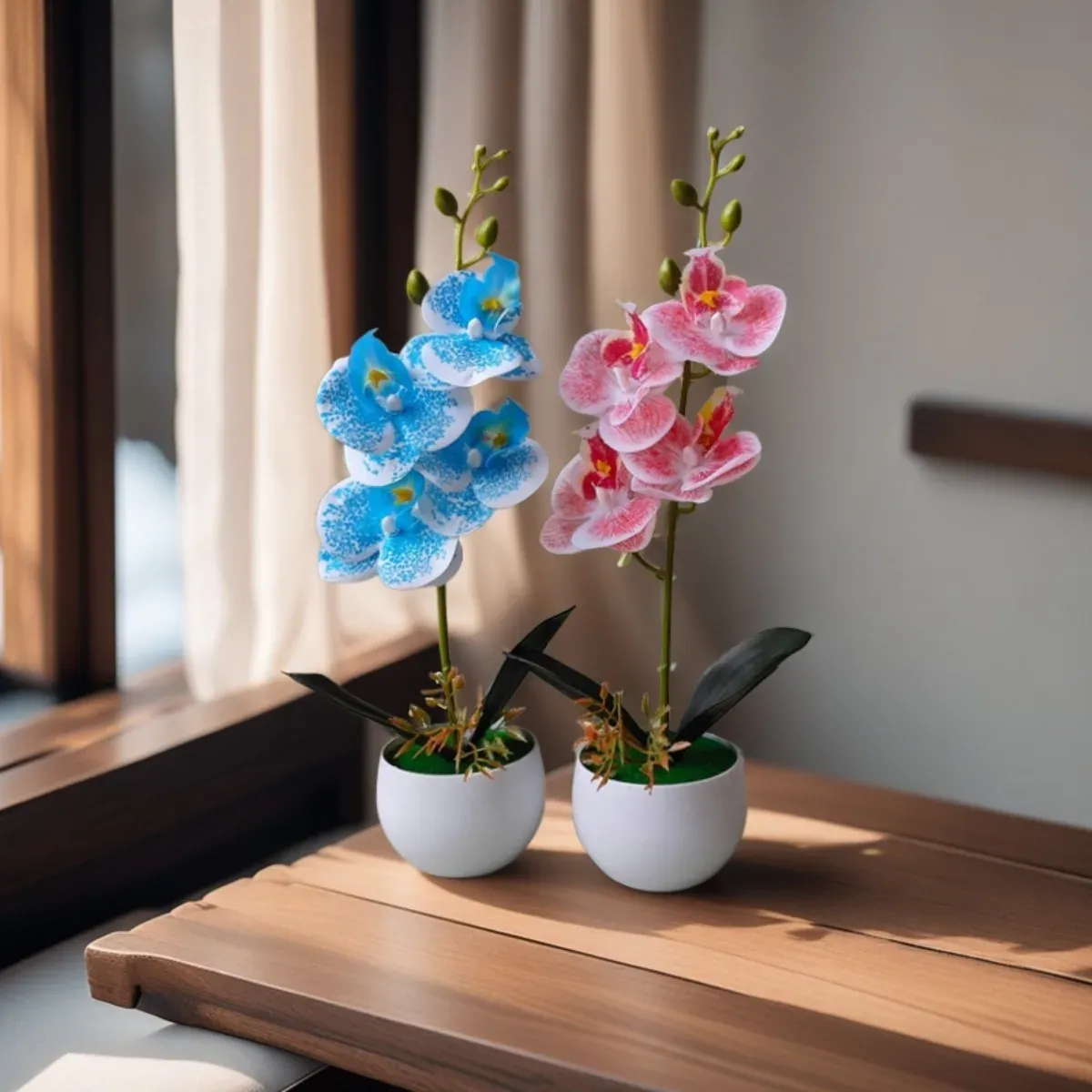 Realistic Artificial Orchid Potted Plant with Pot - Lifelike Fake Flower Decor for Home, Office, Hotel Tabletop Centerpiece thumbnail 2