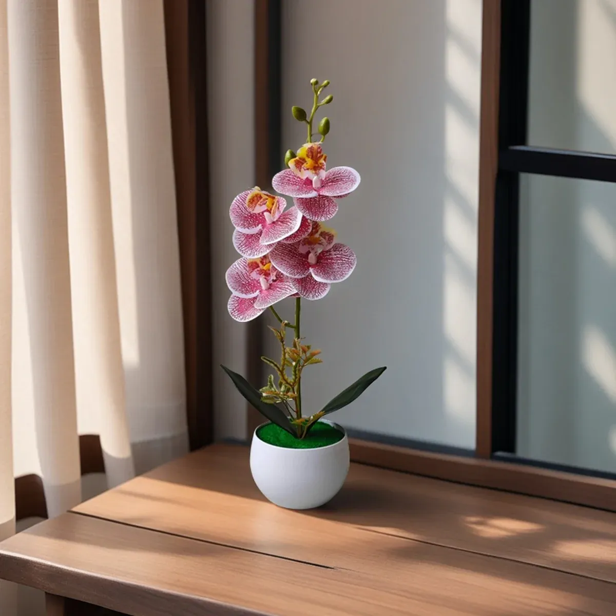 Realistic Artificial Orchid Potted Plant with Pot - Lifelike Fake Flower Decor for Home, Office, Hotel Tabletop Centerpiece showcase 6