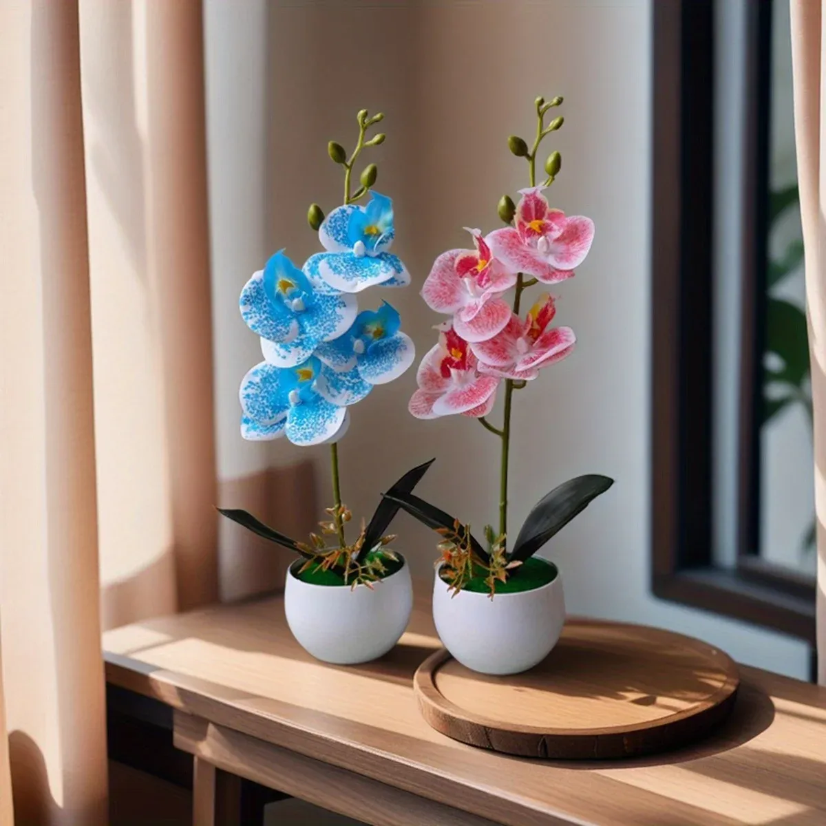 Realistic Artificial Orchid Potted Plant with Pot - Lifelike Fake Flower Decor for Home, Office, Hotel Tabletop Centerpiece showcase 2