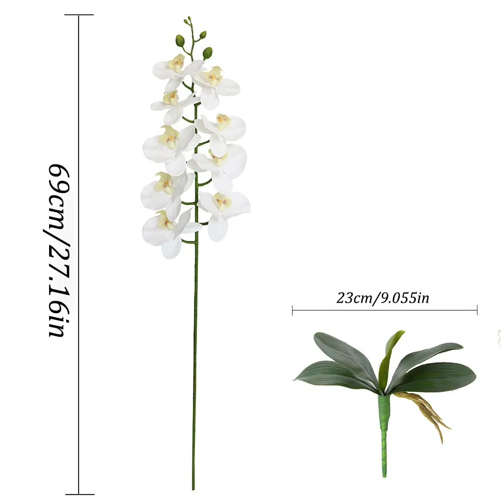 2PCS Artificial Orchid Flower Set - 69cm Tall Real Touch Phalaenopsis Stems with 9 Heads Each, Perfect for Home Decor, Wedding Centerpieces, and Indoor Vase Arrangements thumbnail 4
