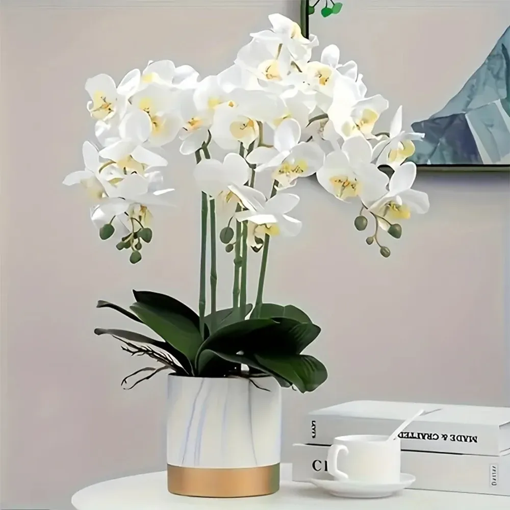 2PCS Artificial Orchid Flower Set - 69cm Tall Real Touch Phalaenopsis Stems with 9 Heads Each, Perfect for Home Decor, Wedding Centerpieces, and Indoor Vase Arrangements showcase 3