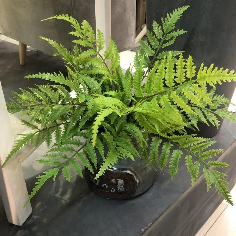 Artificial Persian Fern Leaves Plant - 7 Branch Green Fake Plant for Home Bedroom Party Decoration, 43cm DIY Floral Arrangement Accessory thumbnail 1