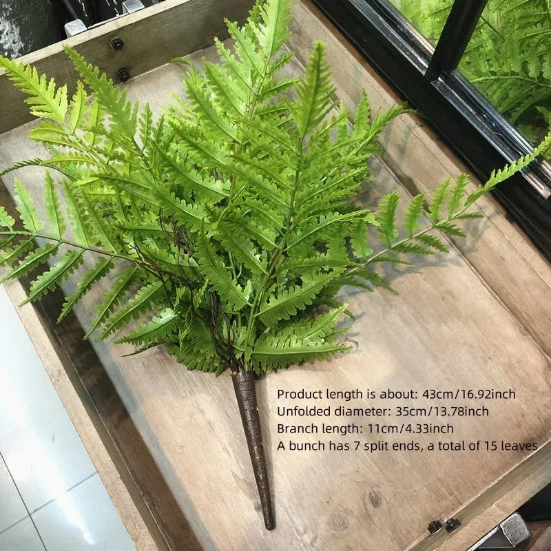 Artificial Persian Fern Leaves Plant - 7 Branch Green Fake Plant for Home Bedroom Party Decoration, 43cm DIY Floral Arrangement Accessory thumbnail 2