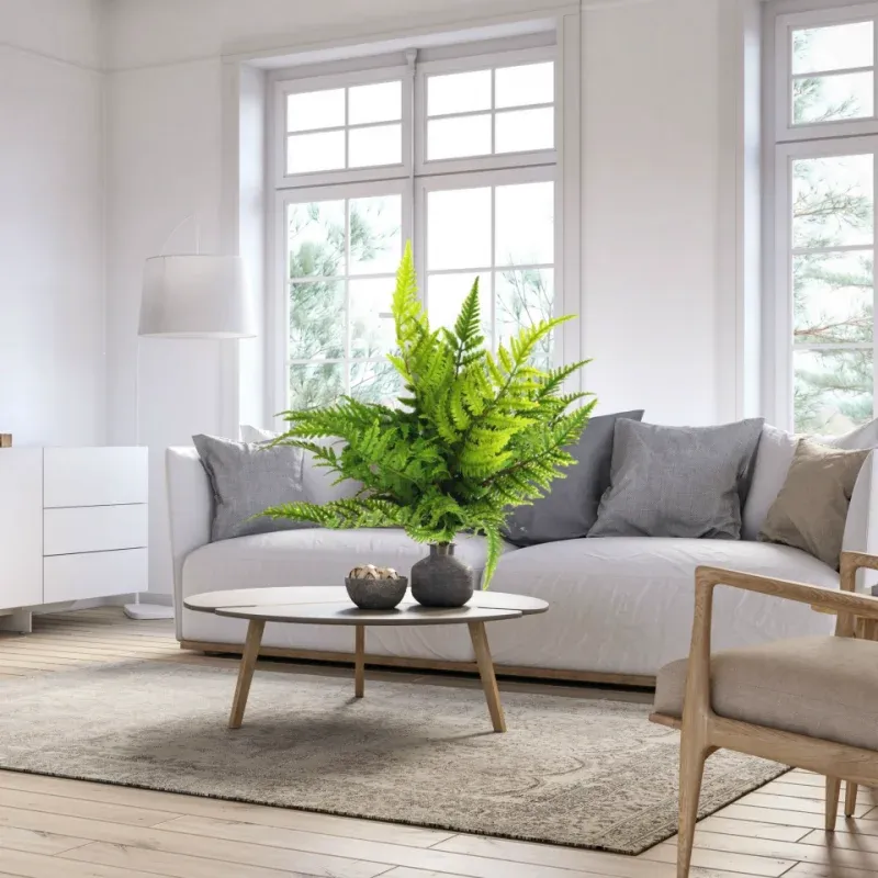 Artificial Persian Fern Leaves Plant - 7 Branch Green Fake Plant for Home Bedroom Party Decoration, 43cm DIY Floral Arrangement Accessory showcase 1