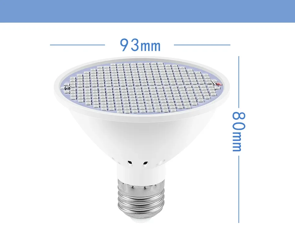 Full Spectrum LED Grow Light Bulb E27 Base 126/200/300 LEDs for Indoor Plants, Hydroponics, Seeds, Flowering - Efficient Heat Dissipation, 20000hr Lifespan showcase 9