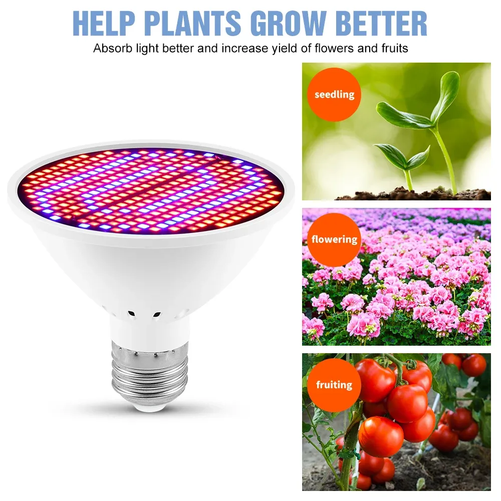 Full Spectrum LED Grow Light Bulb E27 Base 126/200/300 LEDs for Indoor Plants, Hydroponics, Seeds, Flowering - Efficient Heat Dissipation, 20000hr Lifespan thumbnail 4