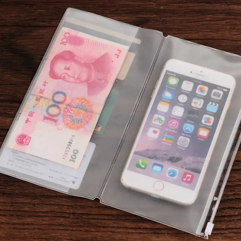 Clear PVC Zipper Pouch for Traveler's Notebooks - Business Card & Document Organizer for Diaries, Planners, and Travel Essentials thumbnail 2