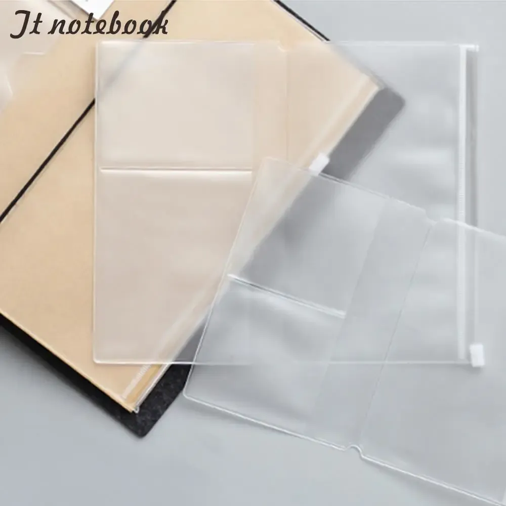 Clear PVC Zipper Pouch for Traveler's Notebooks - Business Card & Document Organizer for Diaries, Planners, and Travel Essentials