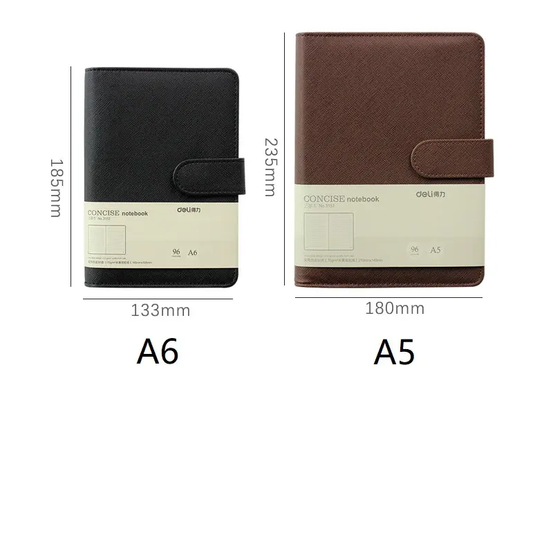 A5/A6 Brown & Black PU Leather Business Notebook Planner, Loose-Leaf Detachable Ring Binder, 96 Sheets Thick Ruled Paper, Portable Office Stationery Workbook thumbnail 5