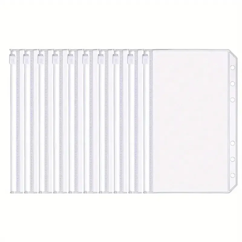 10Pcs A6 Loose-Leaf Zipper Pouch Set - PVC Card Holder, Receipt & Sticker Organizer, Pen Case for Planners & Notebooks showcase 5