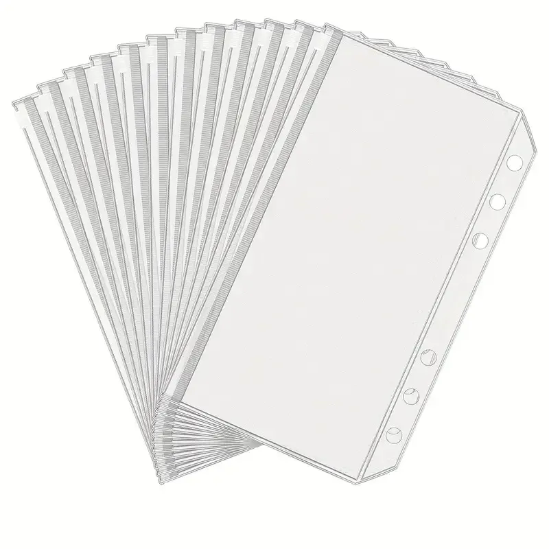 10Pcs A6 Loose-Leaf Zipper Pouch Set - PVC Card Holder, Receipt & Sticker Organizer, Pen Case for Planners & Notebooks thumbnail 2