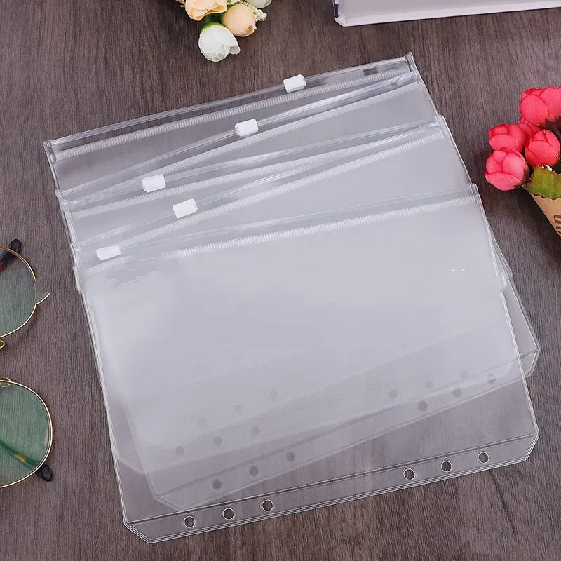 10Pcs A6 Loose-Leaf Zipper Pouch Set - PVC Card Holder, Receipt & Sticker Organizer, Pen Case for Planners & Notebooks thumbnail 6