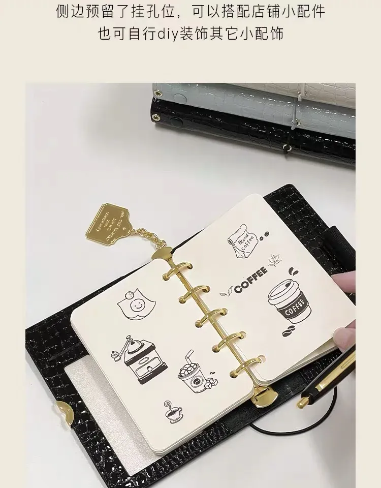 A6/M5 Crocodile Skin Loose-leaf Journal Notebook, Multi-function Binder for Office Business Diary Planner Organizer, Professional Notepad showcase 26