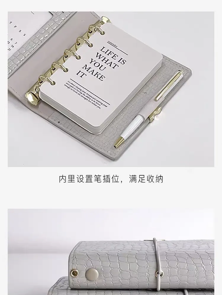 A6/M5 Crocodile Skin Loose-leaf Journal Notebook, Multi-function Binder for Office Business Diary Planner Organizer, Professional Notepad showcase 20