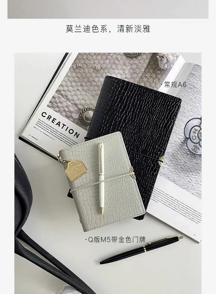 A6/M5 Crocodile Skin Loose-leaf Journal Notebook, Multi-function Binder for Office Business Diary Planner Organizer, Professional Notepad showcase 23