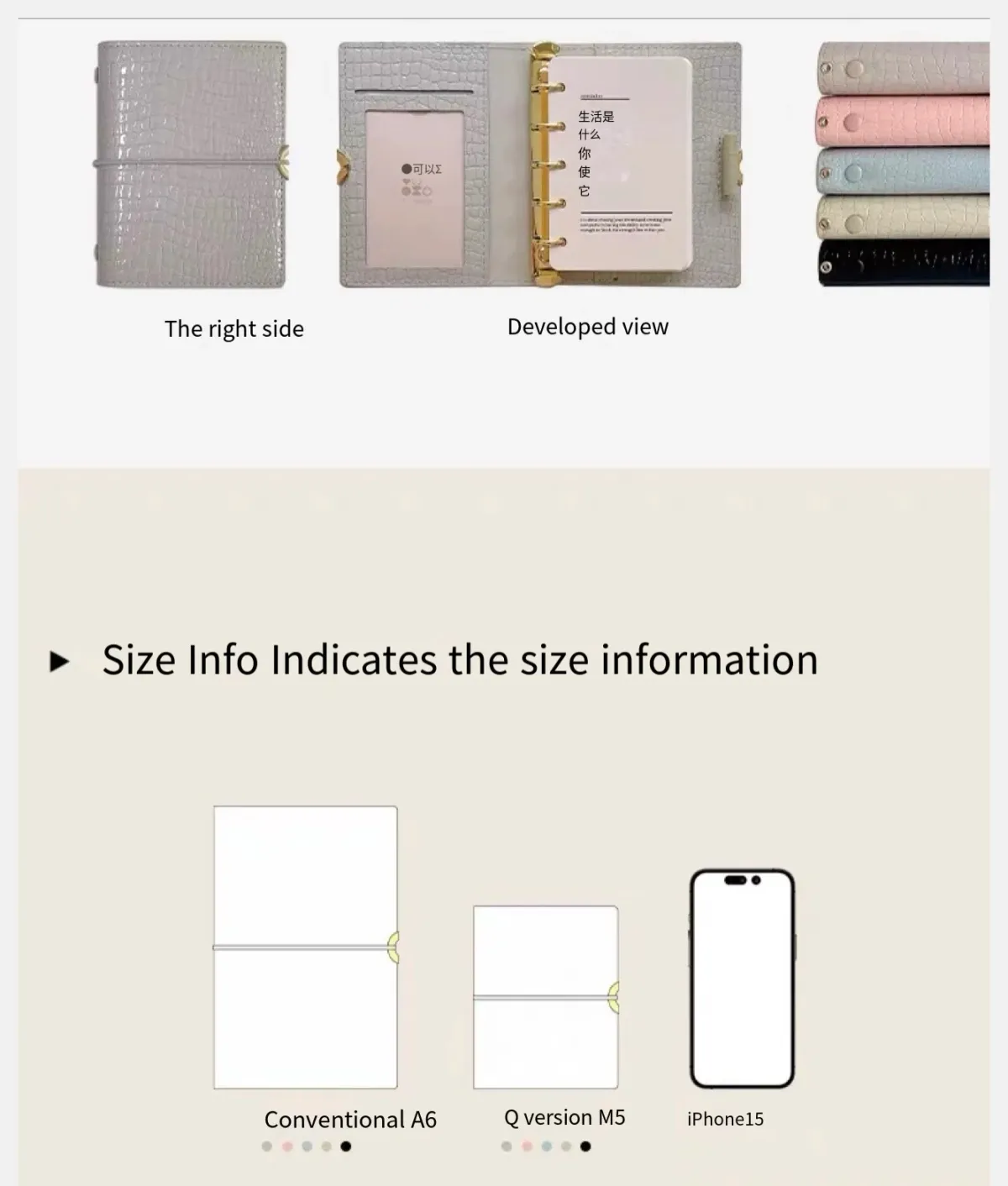 A6/M5 Crocodile Skin Loose-leaf Journal Notebook, Multi-function Binder for Office Business Diary Planner Organizer, Professional Notepad showcase 15