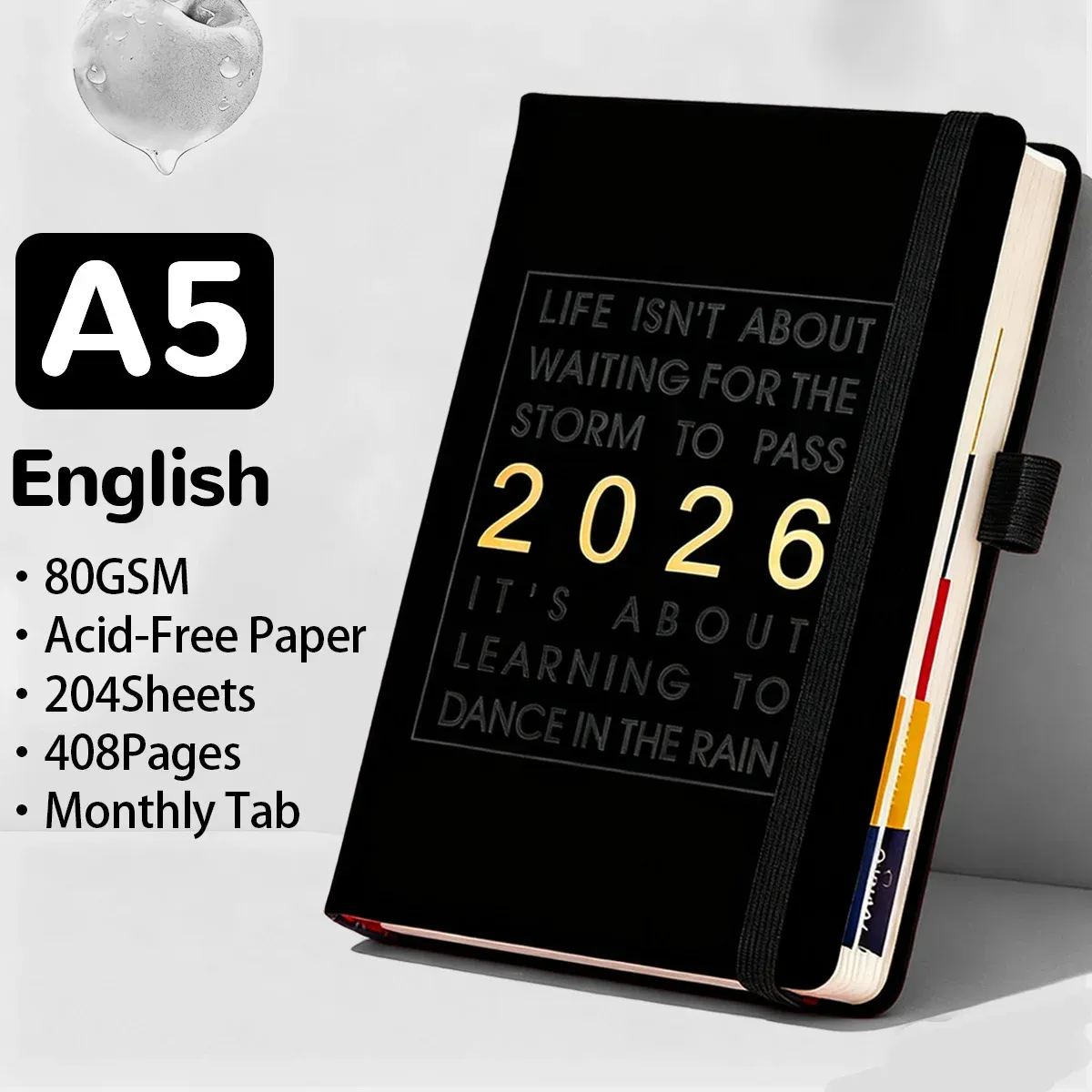 2026 Premium PU Leather A5 Planner: Monthly Weekly Daily Schedule Organizer Notebook, 412 Pages Business Agenda with Dual Bookmarks showcase 1