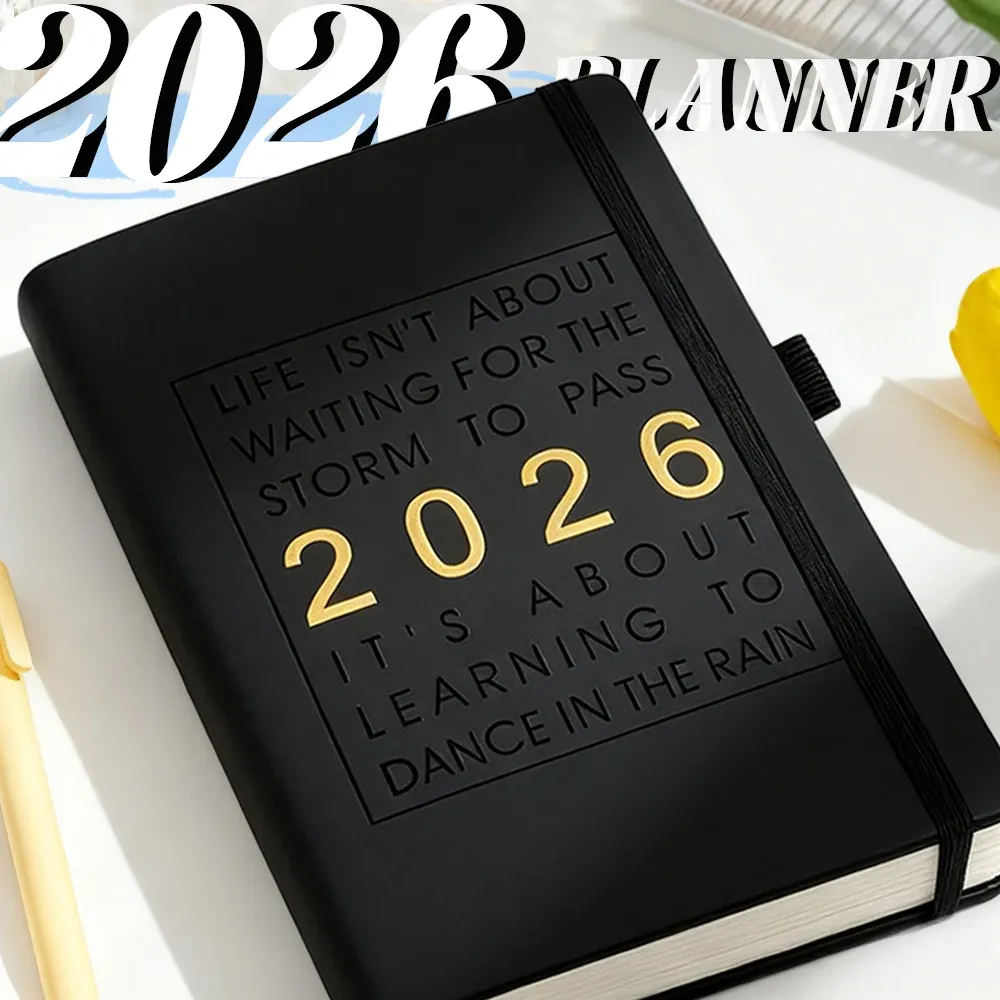 2026 Premium PU Leather A5 Planner: Monthly Weekly Daily Schedule Organizer Notebook, 412 Pages Business Agenda with Dual Bookmarks showcase 2