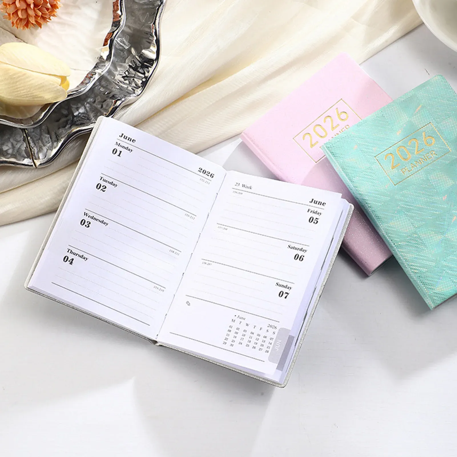 2026 Mini Pocket A7 PU Leather Planner Calendar - Daily Weekly Schedule Organizer Notebook for Home, School, Office, Business - Ideal for Men, Women, Teachers, Students thumbnail 1