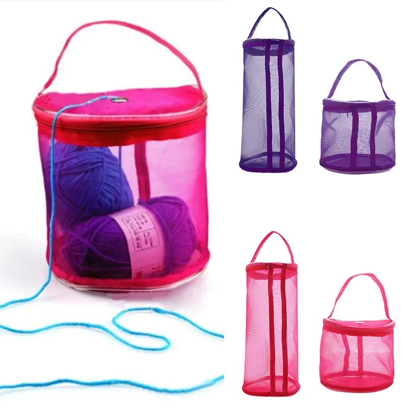 Portable Mesh Yarn Storage Bag Organizer - Cylinder Shape, Nylon & Mesh, Modern Simple Style, Ideal for Knitting, Crochet, Weaving Tools & Sewing Accessories showcase 1