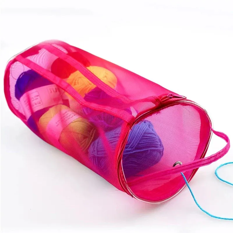 Portable Mesh Yarn Storage Bag Organizer - Cylinder Shape, Nylon & Mesh, Modern Simple Style, Ideal for Knitting, Crochet, Weaving Tools & Sewing Accessories showcase 2