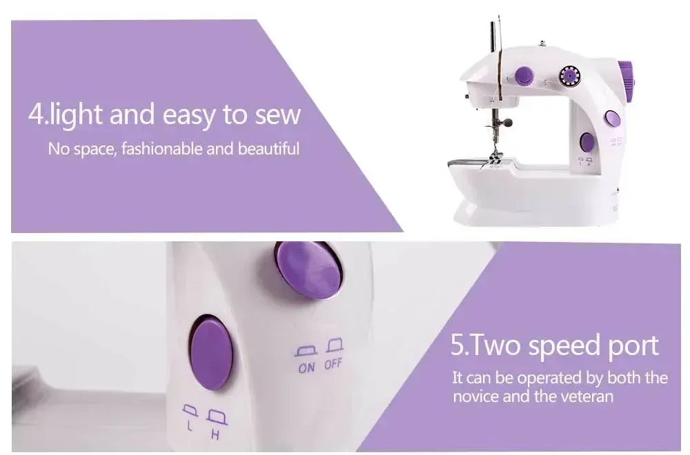 Mini Household Sewing Machine with Light, Foot Pedal & Cutter - Portable 202 Model for Quick Repairs & Crafting showcase 6