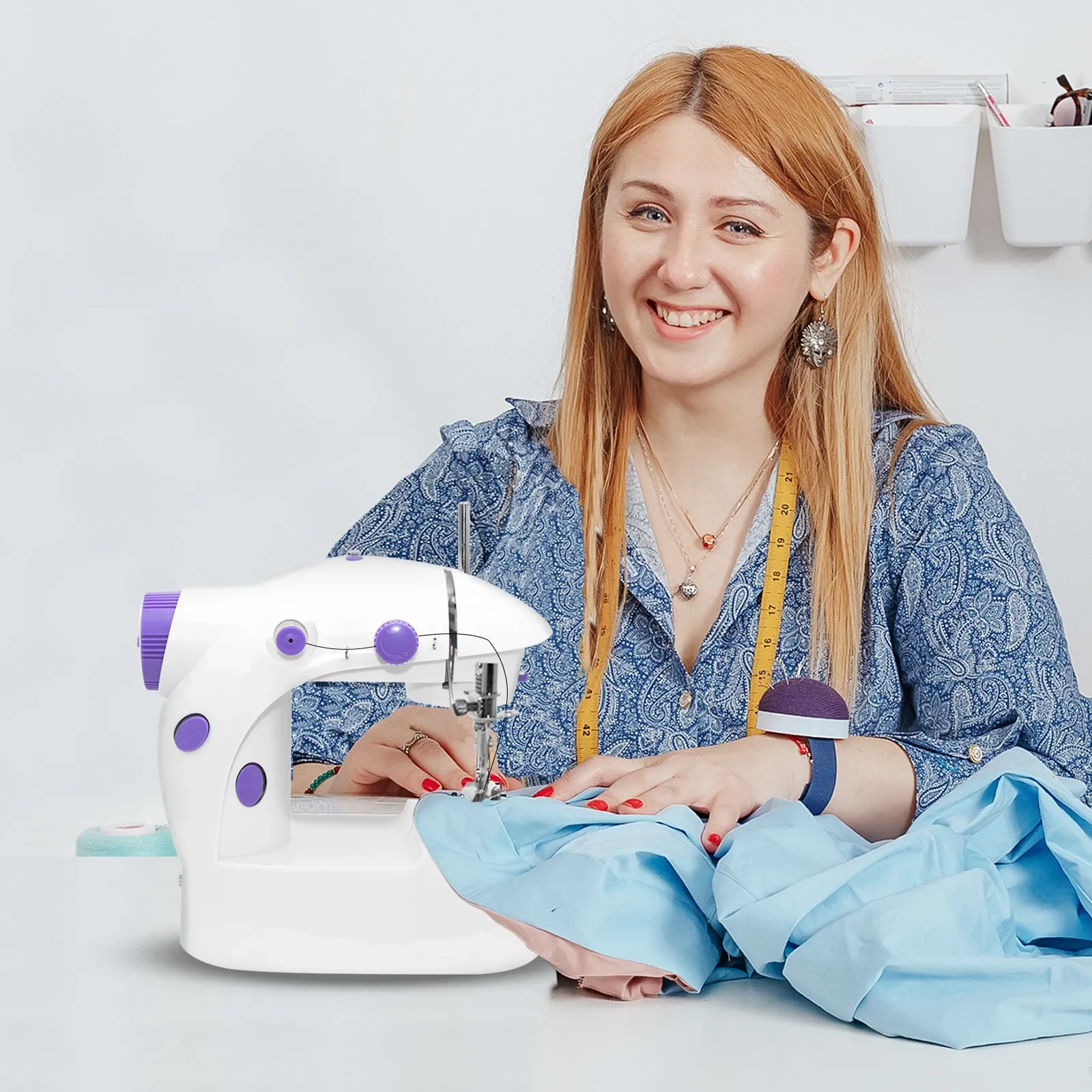 Mini Household Sewing Machine with Light, Foot Pedal & Cutter - Portable 202 Model for Quick Repairs & Crafting thumbnail 4