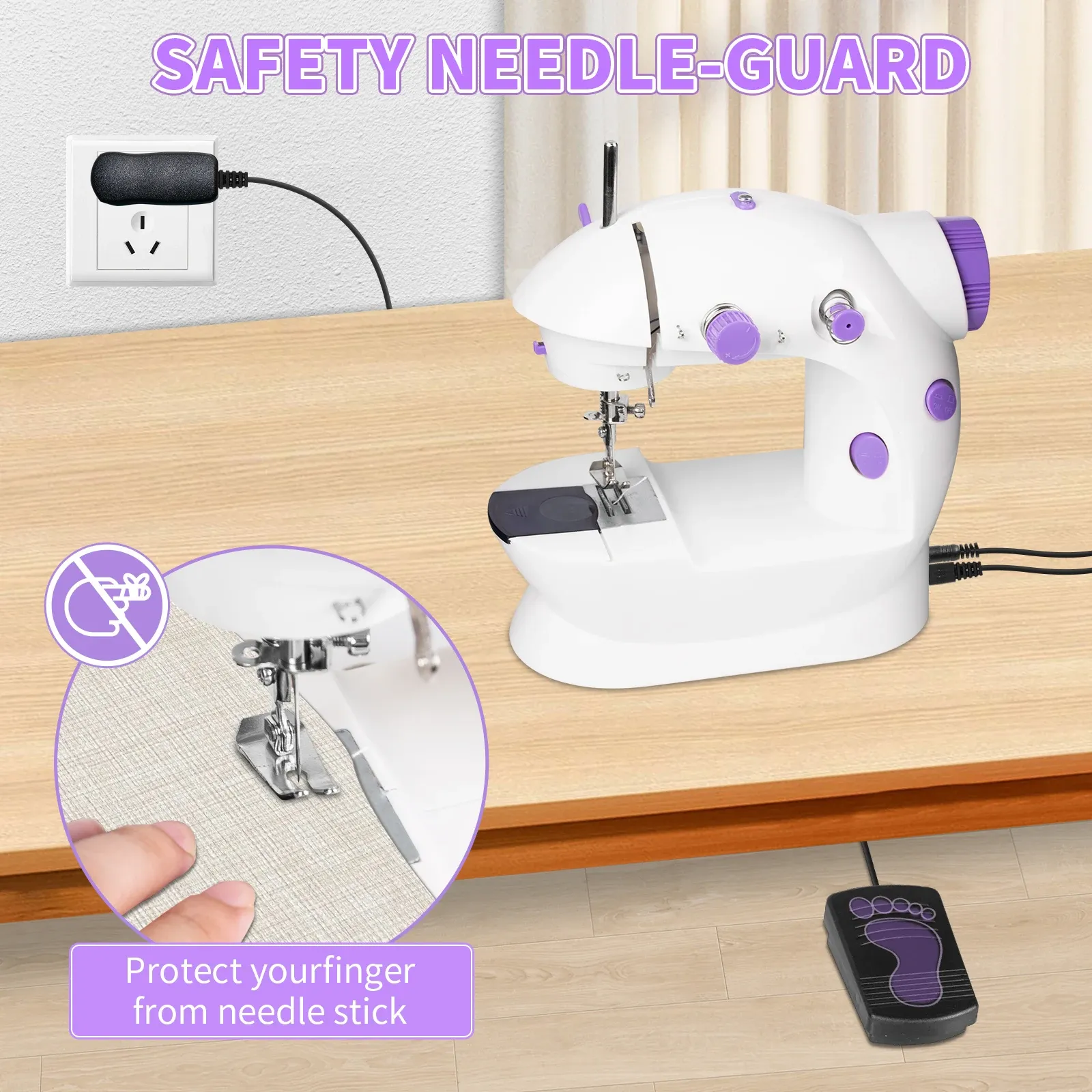 Mini Household Sewing Machine with Light, Foot Pedal & Cutter - Portable 202 Model for Quick Repairs & Crafting thumbnail 5
