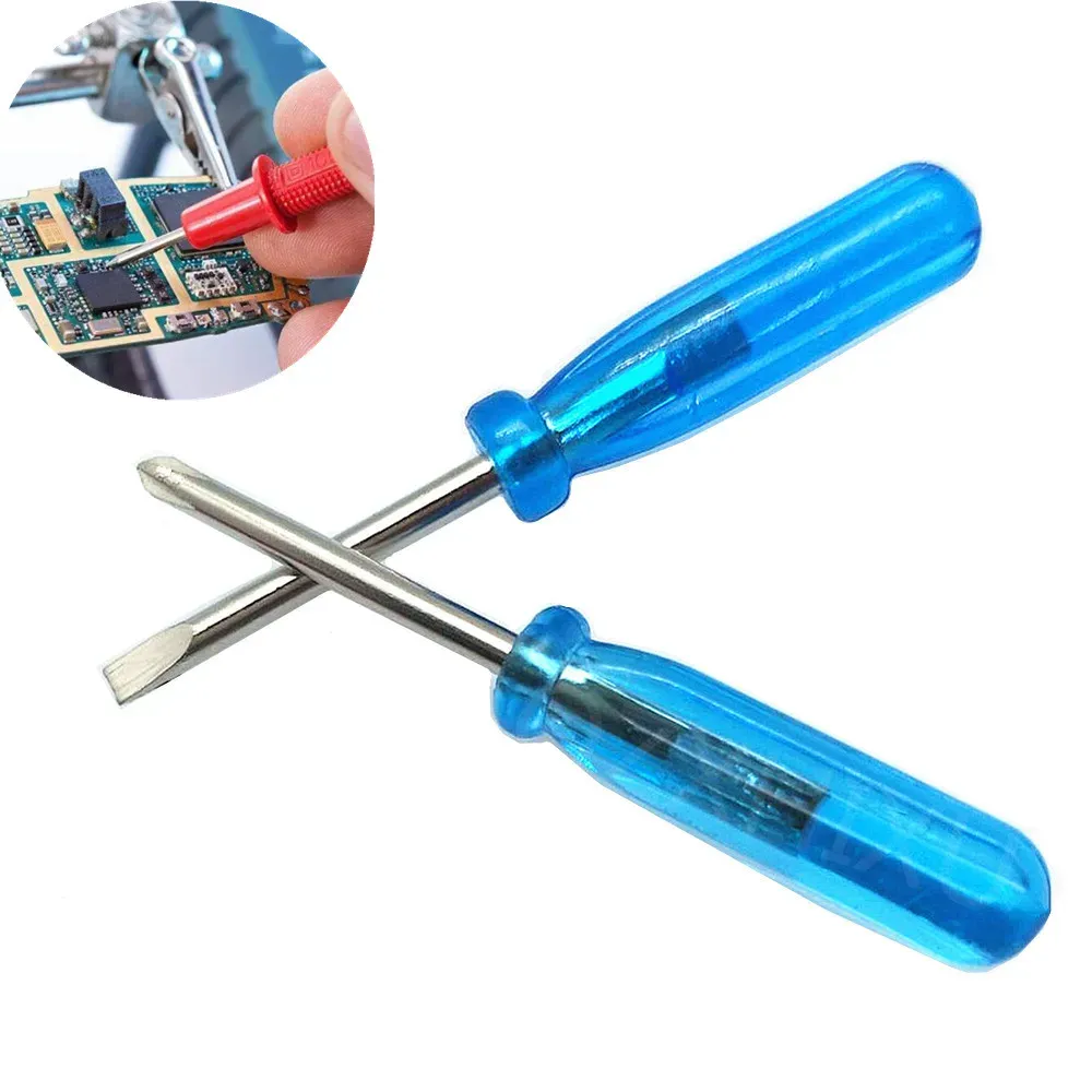 2PCS Mini Portable Metal Screwdriver Set with Transparent Handle, Radish Head Needle Plate for Electronics Repair, Sewing, and Small Projects thumbnail 1