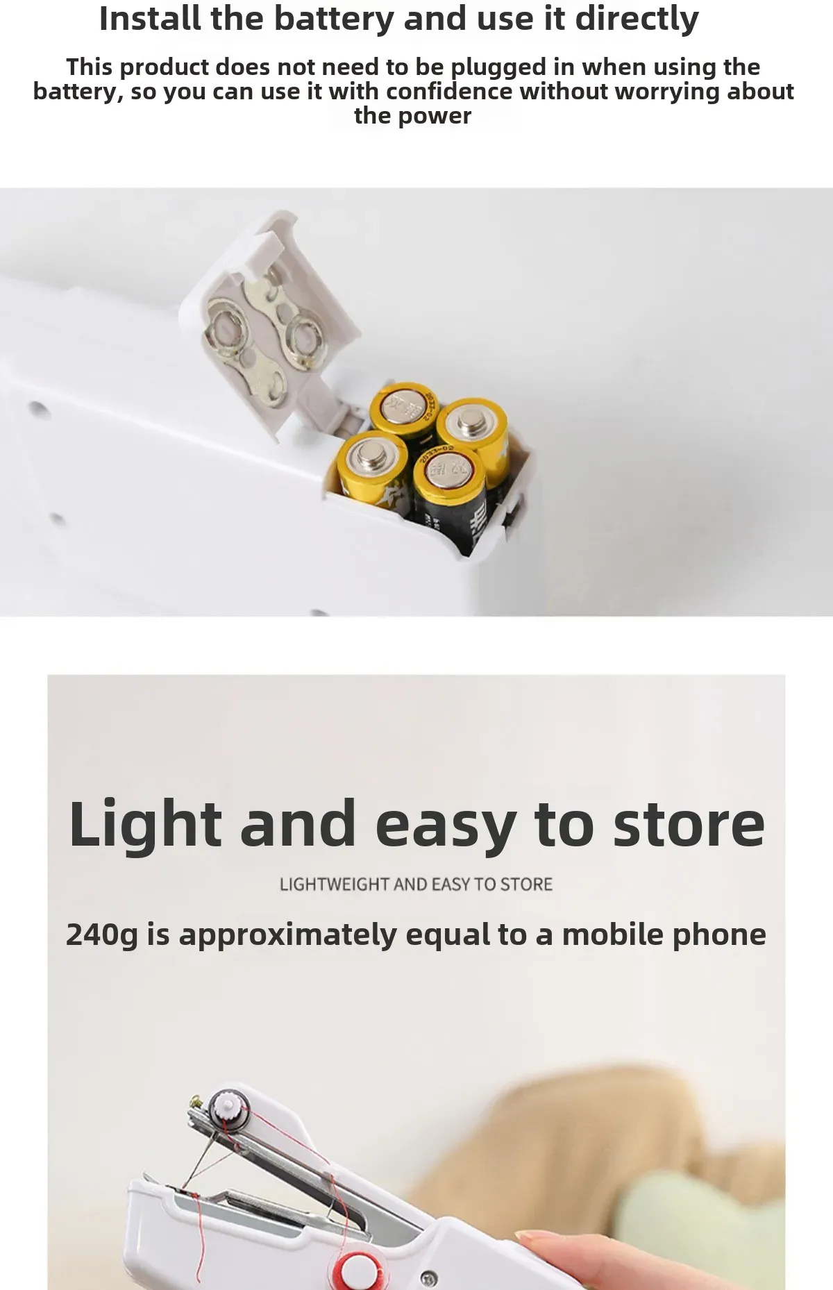 Portable Handheld Sewing Machine - Mini Electric DIY Tool for Home, Travel, Arts & Crafts - Quick Repairs & Apparel Supplies showcase 8