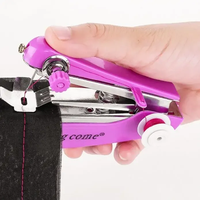 Portable Mini Manual Sewing Machine Kit - Compact Travel Handheld Tool for Fabric, Clothing Repair, and Crafting - Essential Household Needlework Set showcase 5