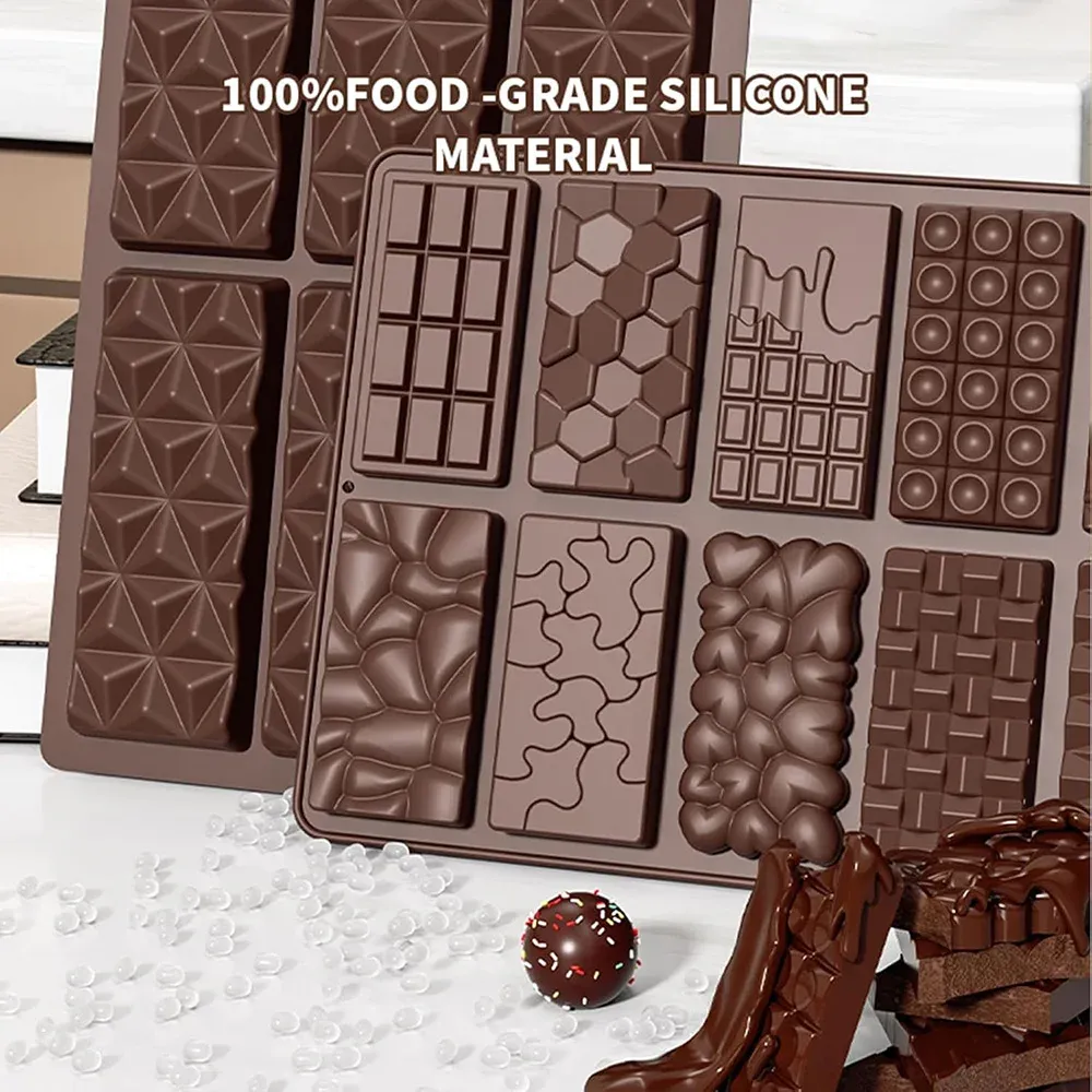 Professional Silicone Chocolate Bar Molds - Deep Cavity for Dubai Pistachio Candy, Milk Chocolate, and Stuffed Bars - Food Grade, Easy Release, Oven & Freezer Safe showcase 1
