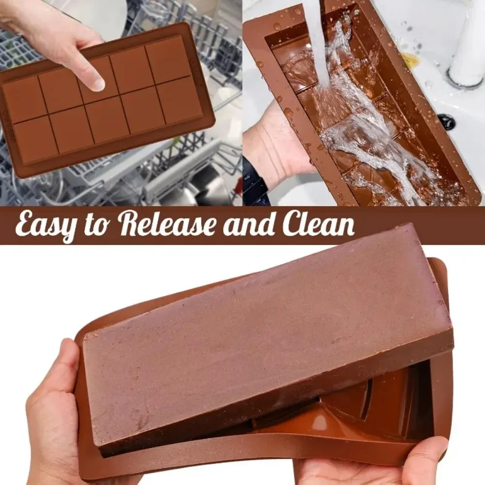 Silicone Chocolate Bar Molds for Baking - Easy Release Rectangle Wax Melt Moulds, Durable Food Grade Silicone for Protein Energy Bars, Handmade Gifts, Ice Cream, Cakes thumbnail 3