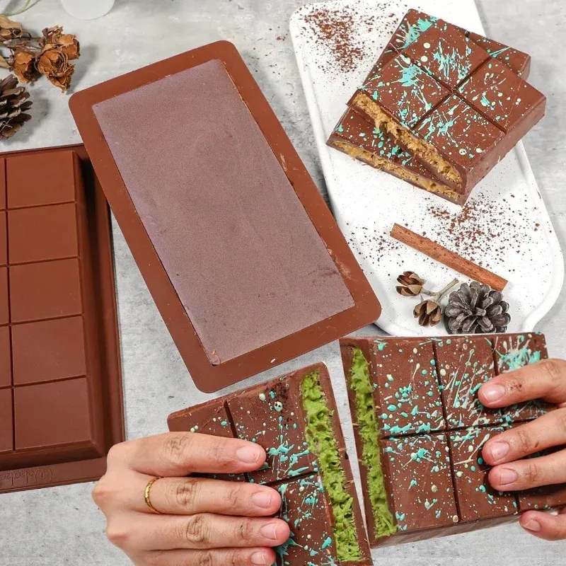 Silicone Chocolate Bar Molds for Baking - Easy Release Rectangle Wax Melt Moulds, Durable Food Grade Silicone for Protein Energy Bars, Handmade Gifts, Ice Cream, Cakes showcase 6