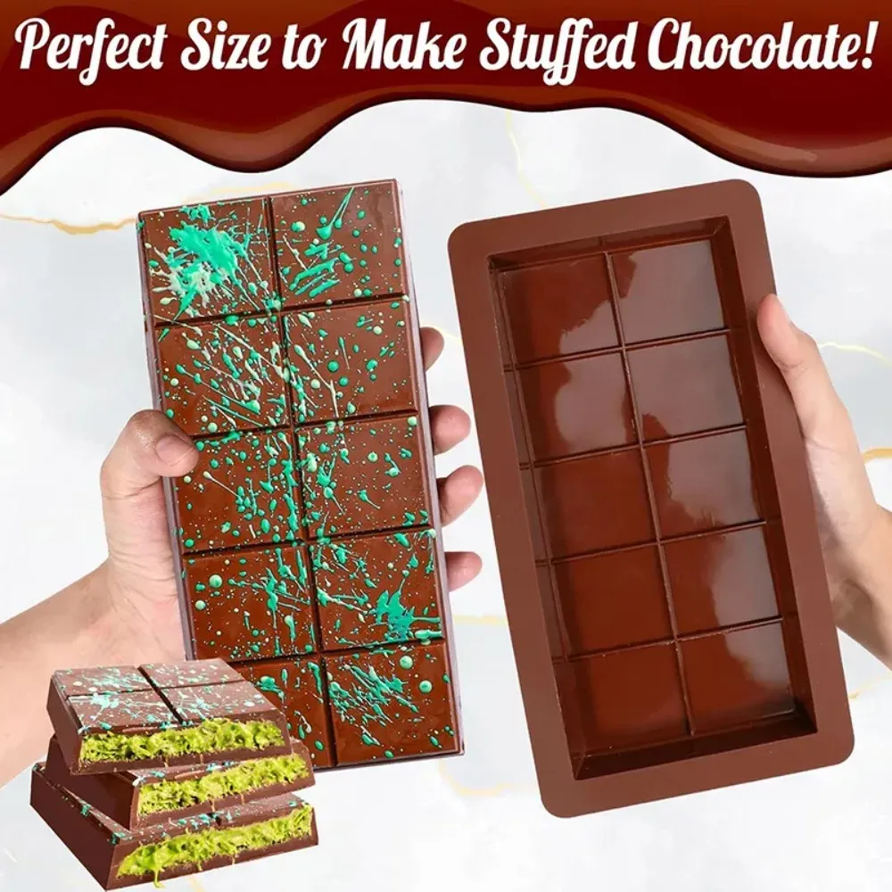 Silicone Chocolate Bar Molds for Baking - Easy Release Rectangle Wax Melt Moulds, Durable Food Grade Silicone for Protein Energy Bars, Handmade Gifts, Ice Cream, Cakes thumbnail 2