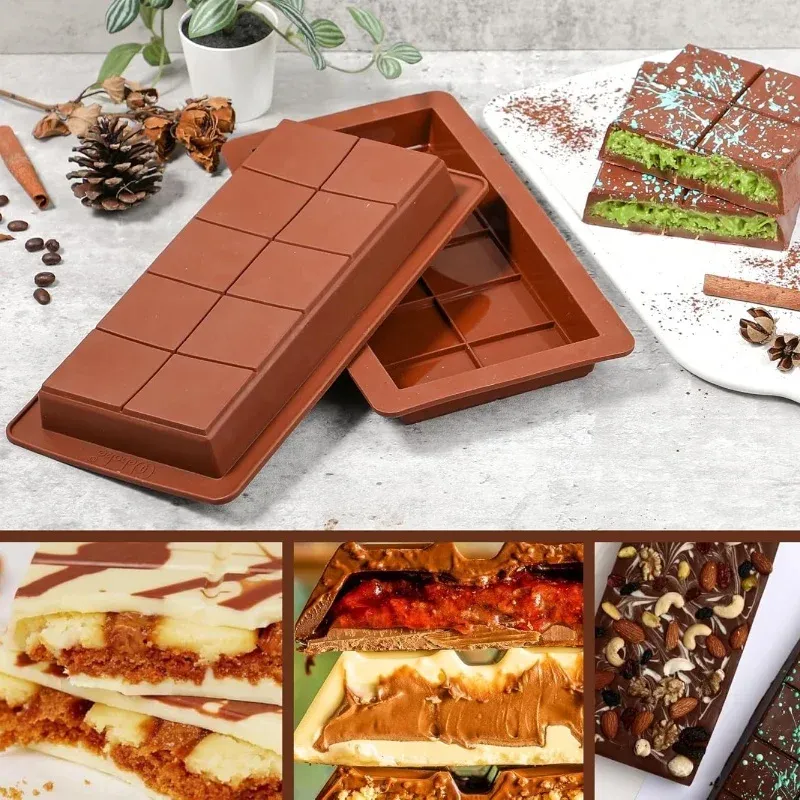 Silicone Chocolate Bar Molds for Baking - Easy Release Rectangle Wax Melt Moulds, Durable Food Grade Silicone for Protein Energy Bars, Handmade Gifts, Ice Cream, Cakes showcase 5