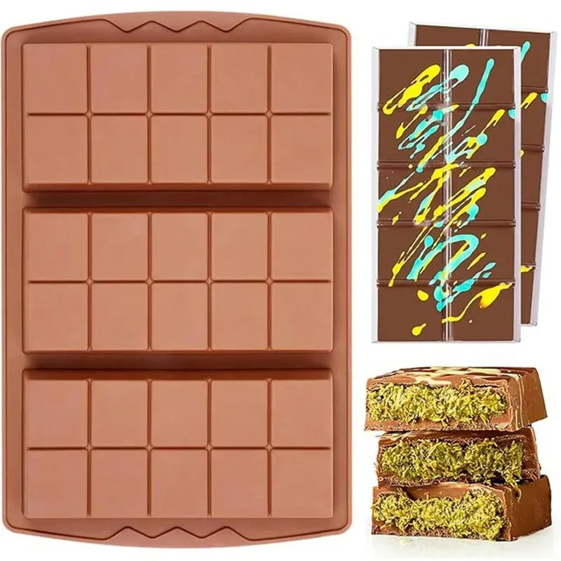 3-in-1 Silicone Chocolate Bar Molds for Baking & Crafts, Easy Release Rectangle Wax Melt Moulds, Durable Handmade Gift Making Supplies thumbnail 1